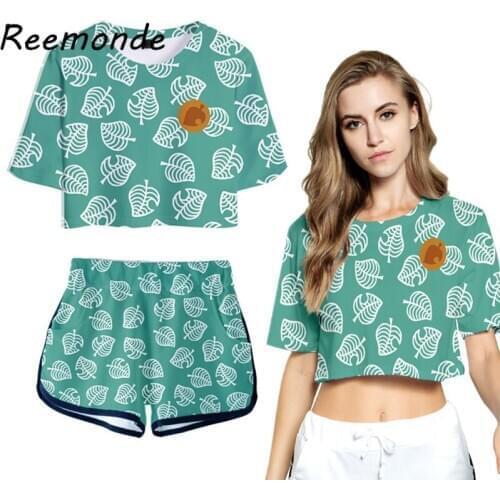 Game Animal Crossing Shirt T-Shirt Top Shorts Suits Cosplay Costume Womens Sets New Horizons Sports Short Sleeve Tees Girls