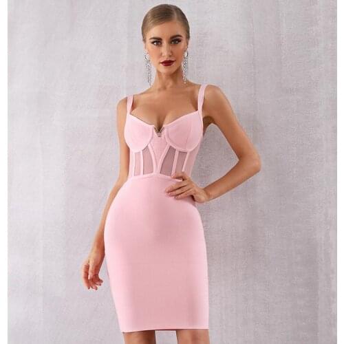 Newest Summer Celebrity Evening Party Bodycon Bandage Dress Women Spaghetti Strap V-Neck Sexy NightClub Dress Women Vestidos
