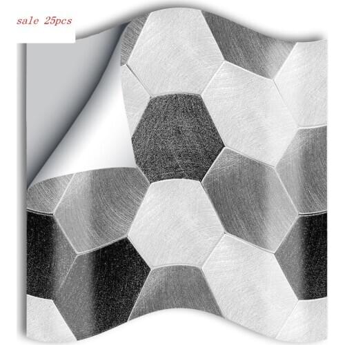 10/15cm x 25 pieces Marble look Mosaic tiles Waterproof oilproof bathroom kitchen wall sticker home deco Wall renovation sticker