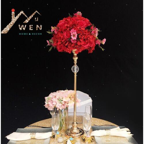 10 PCS Gold Vases Acrylic Flower Road Lead Wedding Table Centerpieces Flowers Stands For Home Decoration
