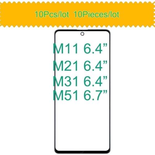 10Pcs/Lot For Samsung Galaxy M11 M21 M31 M51 Touch Screen Panel LCD Front Outer Glass Lens With OCA Hollow Glue