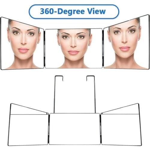 3 Way Professional Makeup Mirror 360 Degree Full Coverage Portable Adjustable Trifold Freely Adjustable Mirror For Self Styling