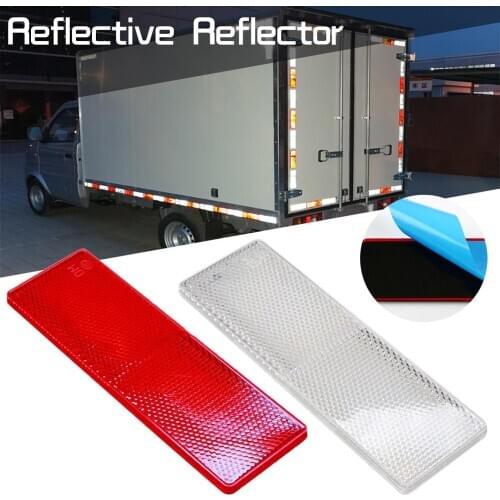5PCS Truck Motorcycle Adhesive Rectangle Plastic Reflector Reflective Warning Plate Stickers Safety Sign Red/White