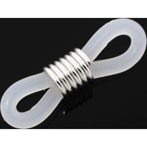 8Seasons Rubber Looped End Connectors for Eyeglass Holder Bracelets Necklace Chain DIY Making Jewelry Findings 20x6mm,40PCs