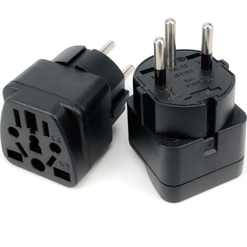 2pcs Universal EU Plug Adapter International AU UK US To EU Euro KR Travel Adapter Electrical Plug Converter Power Socket