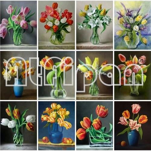 Diamond Embroidery Flowers Rhinestones Art 5D Diamond Painting Tulip Cross Stitch Mosaic Kits Hobby Gift Home Decor