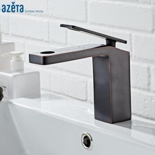 Azeta Basin Faucet ORB Brass Faucet Deck Mounted Basin Grifo Hot and Cold Water Tap Single Handle Bathroom Sink Mixer AT7206BD