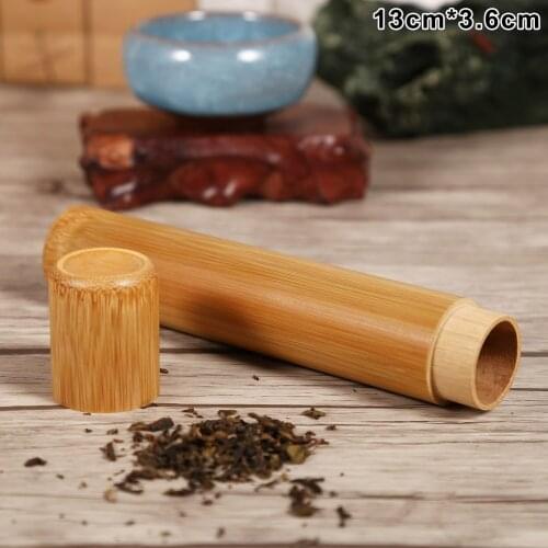 1 Pcs Bamboo Tube Tea Box Airtight Small Container Spices Storage Jar with Lid STTA889