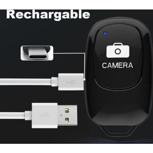 Wireless Bluetooth Shutter Remote Control Rechargeable Self-Timer Camera Shutter Release Remote Control for iPhone/Android