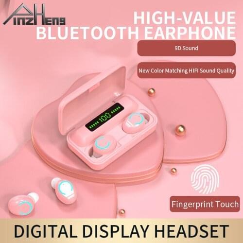 PINZHENG TWS Bluetooth Wireless Headphones Noise Canceling Sports Waterproof Power Display Headset 9D Stereo Wireless Earphones