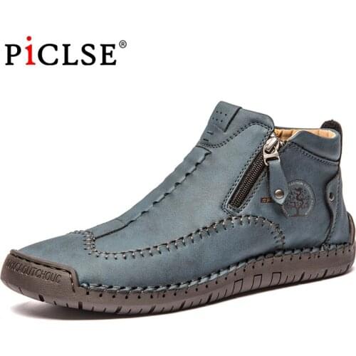 Large Size 48 Handmade Split Leather Boots Men Shoes Comfortable Ankle Boots For Men Casual Shoes Hot Sale Men Botas Hombres