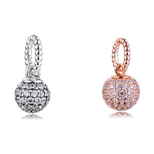 925 Silver Beads Pave Ball Pendant Woman DIY Beads For Jewelry Making Fits European Sterling Silver Bracelets