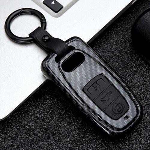 Carbon Fiber Matte Car Key Case Cover For AUDI A4L A1 A3 A4 A6 B9 Q3 Q5 NEW Q7 TT TTS TFSI A5 S5 8S 2016 2017 Keychain durable