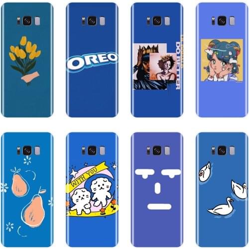 Flower Cat Blue Phone Case For Samsung Galaxy Note 4 5 8 9 Soft Silicone Back Cover For Samsung Galaxy S8 S9 Plus S5 S6 S7 Edge