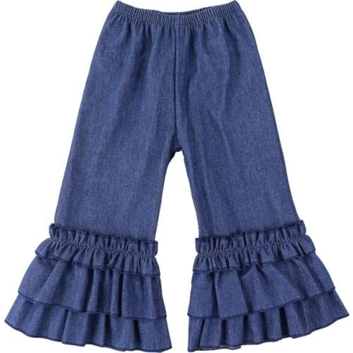 Toddler Kids Baby Girl Denim Flare Long Pants Bell Bottoms Fashion Children Girls Trousers 1-6Y