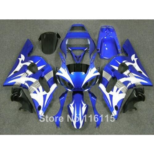 HOT fairing kit for YAMAHA 1998 1999 2000 2001 2002 R6 YZF R6 98-02 blue white black fairings set #3251