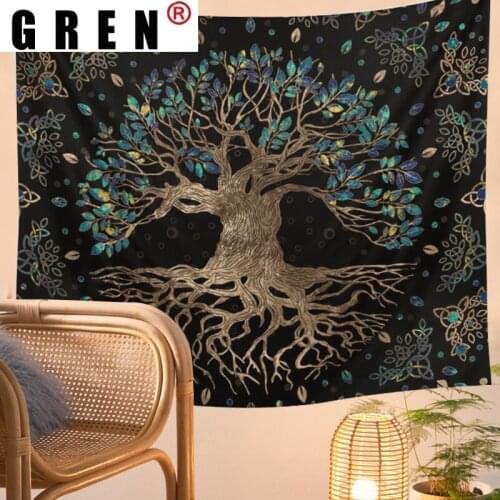GREN Psychedelic tree Tapestry Wall Hanging Covering Rugs Background Cloth Beach Mat Blanket Art Bedroom Living Home Decor