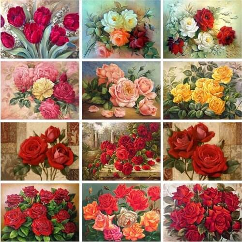 Canvas Size 5d Diamond Painting Rose DIY Home Decor Craft Kit Full Square Diamond Embroidery Flower Handmade Gift