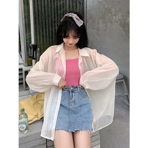 HUARENMEI Women's Transparent Shirts