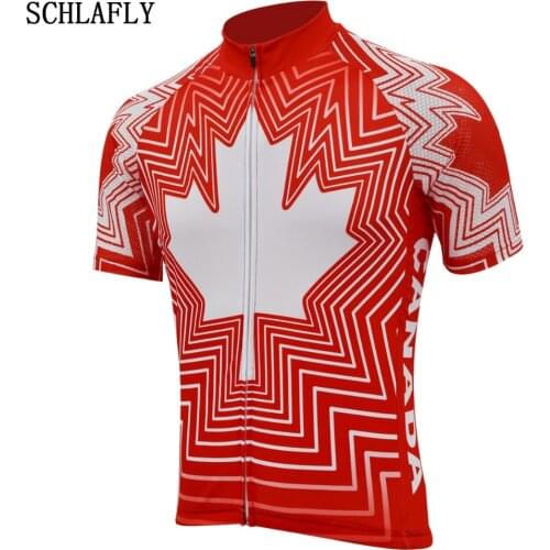 Canada red maple leaf cycling jersey short sleeve summer bike wear jersey road jersey cycling clothing bicycle clothes schlafly