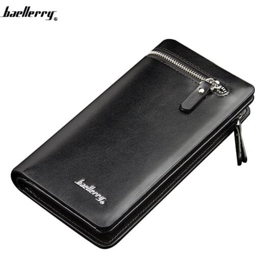 Baellerry Men Wallets Large Capacity Cell Phone Pocket Clutch Bag Passcard Male Business Purse Single Zipper Mens Long Wallet