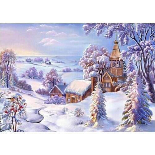 TOUOILP square full Diamond Painting Kerst Landshap 16
