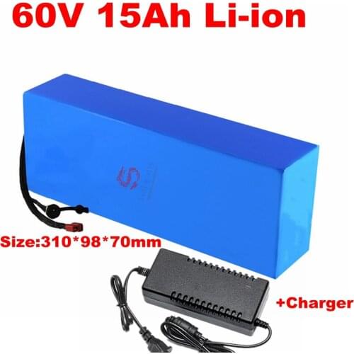 High quality 60V 15AH Li-ion battery with BMS for 1000W scooter Electric tricycle motorcycle vehicle+2A charger