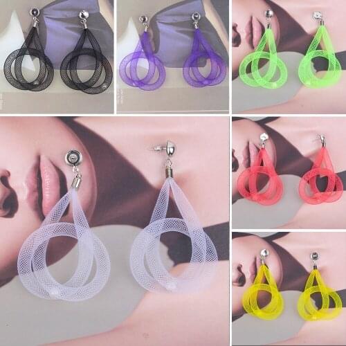 Statement Mesh Pearl Stud Earrings For Women Halloween Colorful Goth Blue Pink Earrings Charms Korean Fashion Handmade Jewelry