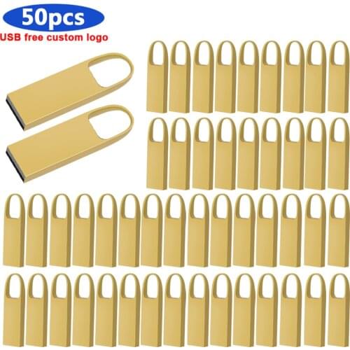 50pcs/lot free Custom logo Metal USB Flash Drive 8GB 16GB 32GB 64GB Pen Drives Memory Stick Real Capacity USB 2.0 Waterproof
