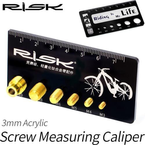 RISK mini Bike Screw Measuring Ruler Portable Bicycle Tools Titanium Screw Measure tool Metric MTB Road Bike Screw Length Meter