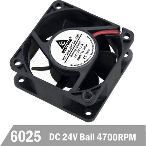 5pcs Gdstime Ball Bearing Mini Cooling Fan 60*60*25mm DC 24V 2-Pin Cooler Brushless PC CPU Case Cooling Fan 6025