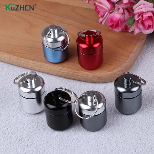 Metal Mini Waterproof Alloy Pill Box Case Bottle Cache Drug Holder Container Keychain Medicine Box Health Care For Travel