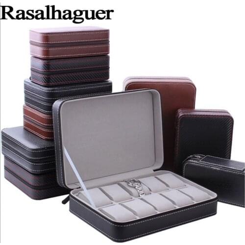 Fashion Hot Sale 2/4/8 Grids Leather Watch Box Luxury Zipper style for travelling storage Jewelry Watch Collect Organizer Box