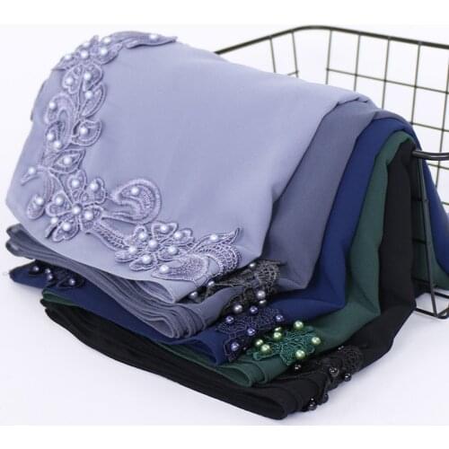 Hot sale monochrome Chiffon scarf Malaysia popular ethnic embroidery double flower cape shawl