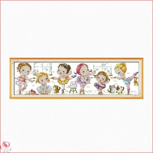 The Girls Dance Ballet Printed Cross Stitch Kits Canvas Embroidery Needlework Sets 11CT 14CT DIY Handmade Home Decoration Crafts