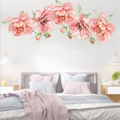 2PCS/set Rich Rose Peony Wall Sticker Small Flower Butterfly Personality Home For Living Room Home Decoration 30*40CM