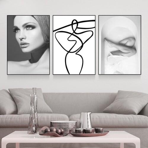 Nordic Modern Minimalist Black and White Photography Canvas Paintings Fashion Poster Print Wall Art Pictures Girls Room Decor