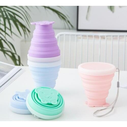 New 200ML Silicone Cartoon Folding Water Cup Travel Mug Outdoor Retractable Water Cup Silicone Environmental Protection Material