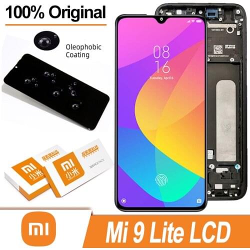 100% Original 6.39" Amoled Display with frame for XiaoMi Mi 9 Lite Mi9 Lite CC9 LCD Touch Screen Digitizer Assembly Repair Parts