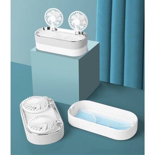 Portable Desktop Fan with Sterilizat Storage Box UV Disinfection Box Foldable Air Cooling Fan Mini Air Cooler