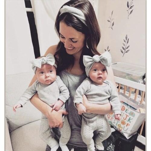 Mommy Baby Headband Set For Girl Bow Headbands Mother Daughter Head Wrap Family Hair Band Twisted Hair Accessories Bandage