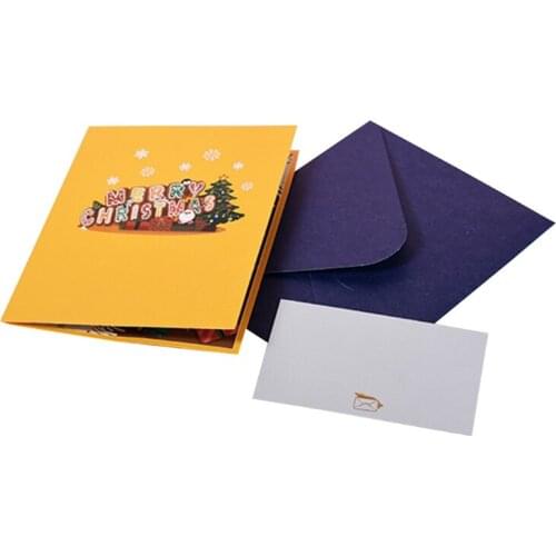 K1MF Merry Christmas 3D Pop-Up Greeting Card for Xmas New Year Card Winter Holiday Postcards with Envelope