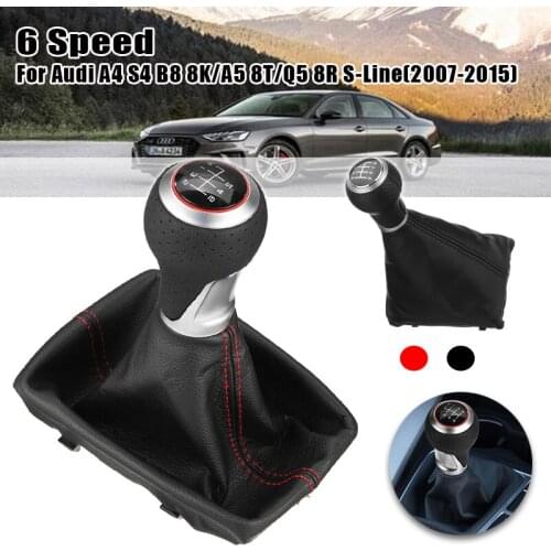 New 6 Speed Car Manual Gear Shift Knob PU Leather Gaiter Boot Cover For Audi A4 S4 8K A5 8T Q5 8R S-Line 2007-2015