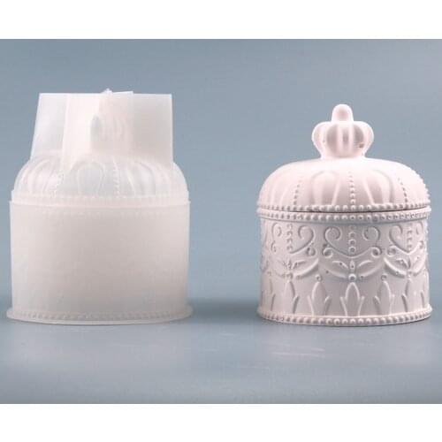Silicone Mold Crown Storage Tank Resin Decorative Craft DIY Pen Holder Mould Epoxy Resin Concrete Molds Candle Pot Mold