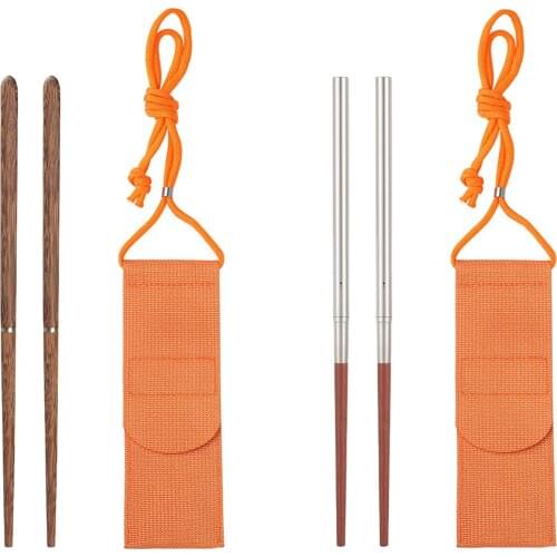 Foldable Wooden Chopsticks Case Portable Stainless Steel Screw in Chopstick