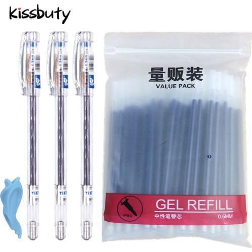 4+100Pcs/Set Gel Pen Refill Office Signature Rod for handle Red Blue Black Ink Refill Pen Grips Office School Writing Stationery