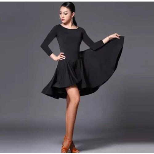 Latin Dance Skirt Woman Practice Dress 2020 Performance Red Black Rumba Tango/Cha Cha Samba Competition Constume