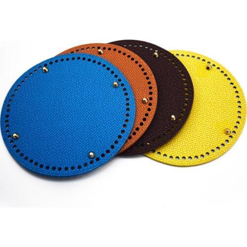 10PCS 19cm*19cm Circle Bottoms for Knitting Bags with Holes Braided Leather for Handbag Shoulder Bag Handmade DIY Accessories