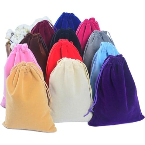 10pcs/lot 5x7cm 7x9cm 10x15cm 9x12cm 15x20cm 13x18cm Coloful Velvet Pouches Jewelry Packaging Drawstring Packing Gift Bags