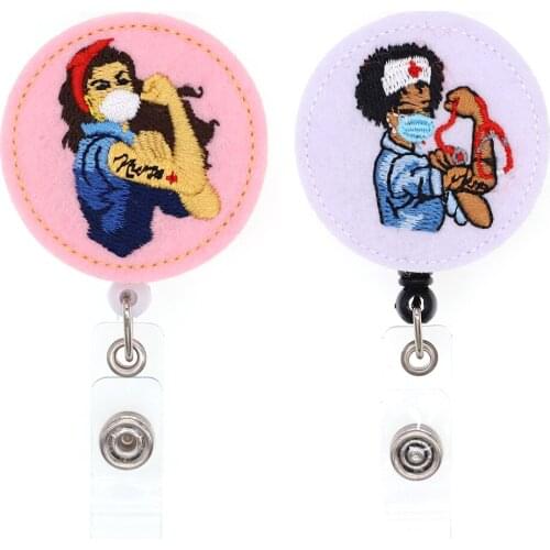 10 pcs/lot Hot Sale Nurse Retractable Felt ID Badge Holder Reel